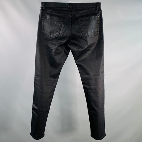 JOHN VARVATOS Size 32 Black Twill Cotton Blend Tapered Five Pockets Jeans
