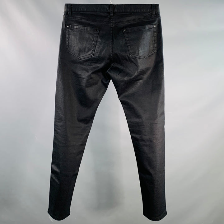 JOHN VARVATOS Size 32 Black Twill Cotton Blend Tapered Five Pockets Jeans