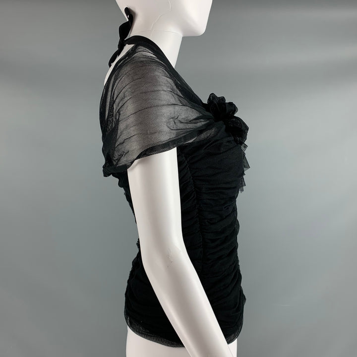 PHILOSOPHY di ALBERTA FERRETTI Size 6 Black Cotton Ruched Halter Dress Top