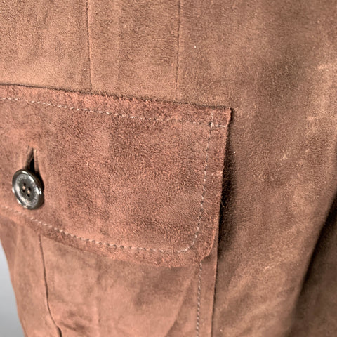 TAYLORBYRD Size XXL Brown Suede Zip Up Jacket