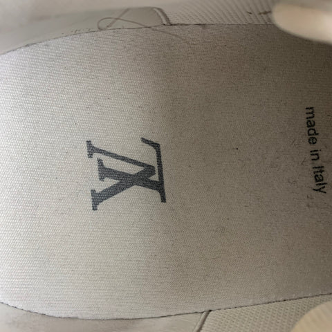 LOUIS VUITTON Taille 11,5 Baskets à lacets en cuir blanc cassé à matériaux mélangés