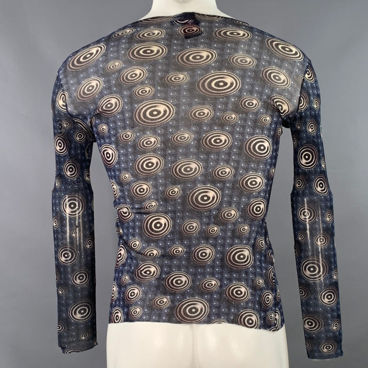 JEAN PAUL GAULTIER Size M Navy Black White Mesh Circles Nylon Pullover