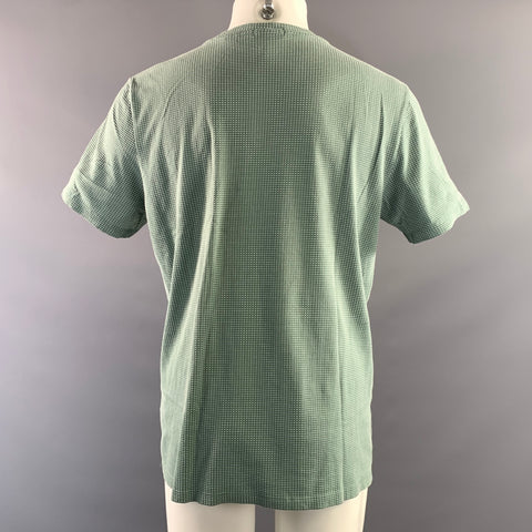 THEORY Size XL Green White Speckled Cotton Scoop Neck T shirt