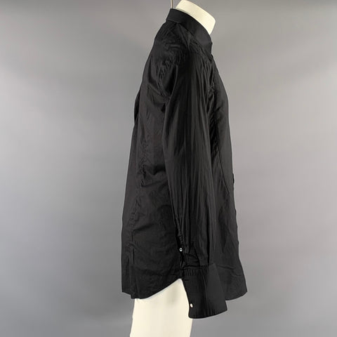 BRIONI Size M Black RCPB0L O600K 1000 Cotton Tuxedo Long Sleeve Shirt