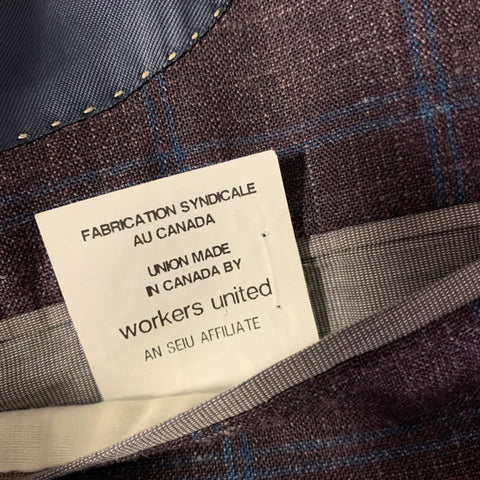 BARCELINO Chest Size 38 Purple Blue Plaid Wool Silk Linen Sport Coat