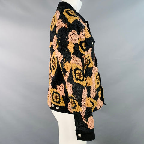 EARTHLING VIP Size M Poetic Lust Black Brown Lace Cotton Trucker Jacket