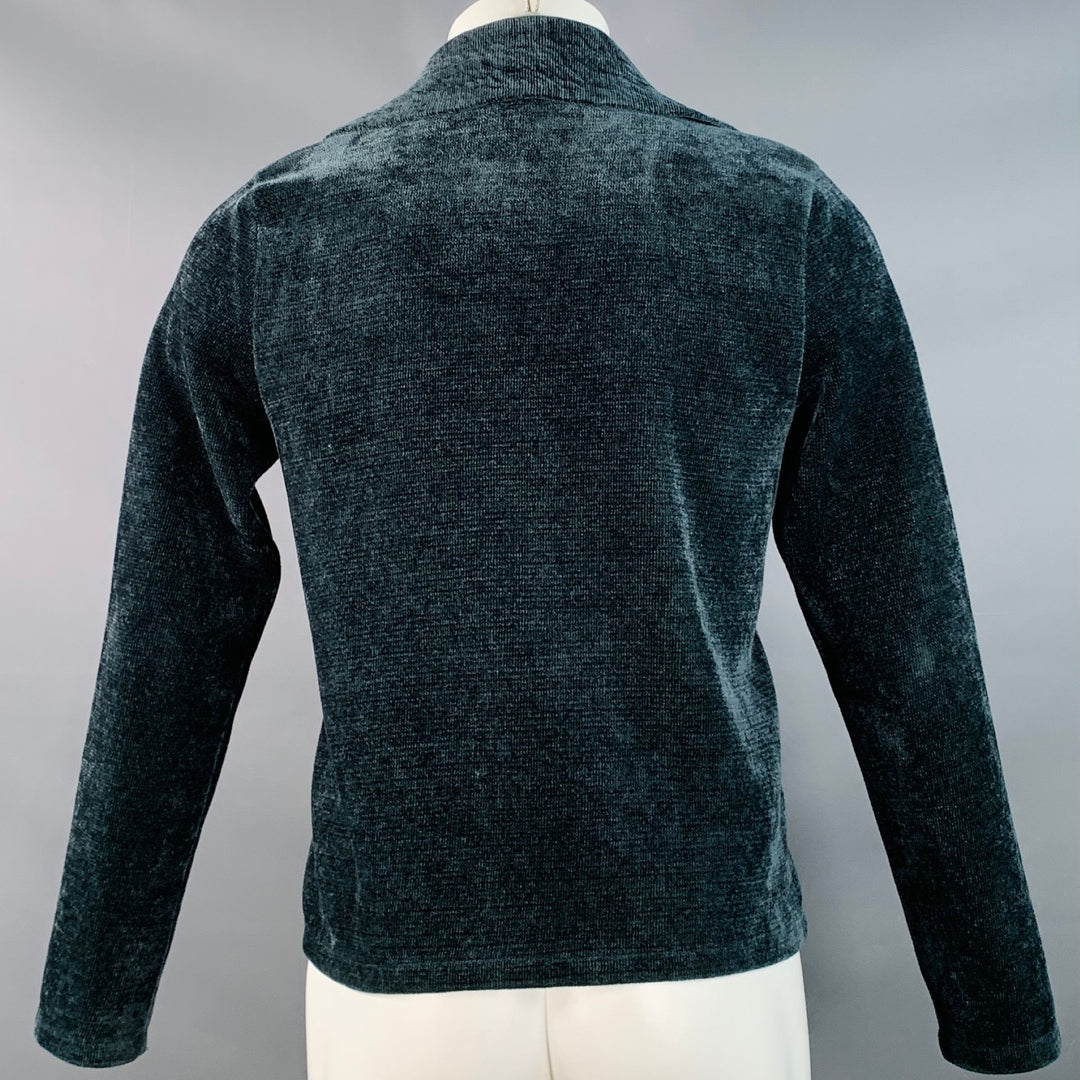 EMPORIO ARMANI Size 34 Green Blue Wool Viscose Blend Velvet Zip Up Jacket