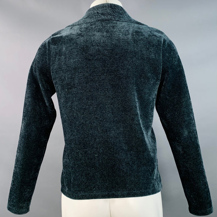 EMPORIO ARMANI Size 34 Green Blue Wool Viscose Blend Velvet Zip Up Jacket