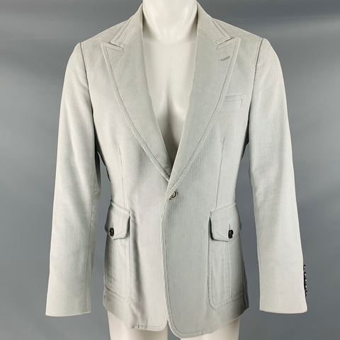 GUCCI Talla 40 Abrigo deportivo con solapa de pico de algodón de pana gris