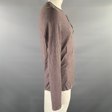 MAISON MARTIN MARGIELA Size XL Brown Purple Micro Stripe Henley Pullover