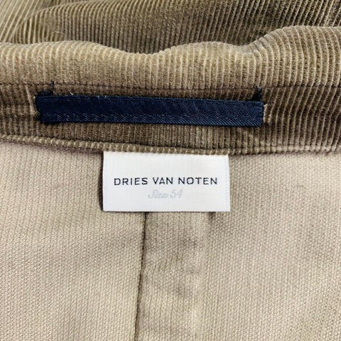 DRIES VAN NOTEN Size 44 Green Olive Corduroy Cotton Jacket