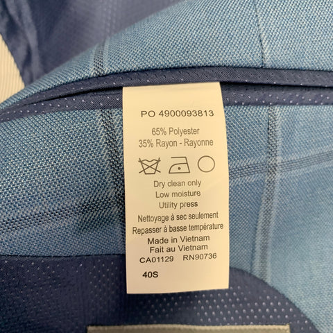 MICHAEL KORS Size 40 Short Blue Window Pane Polyester Blend Sport Coat