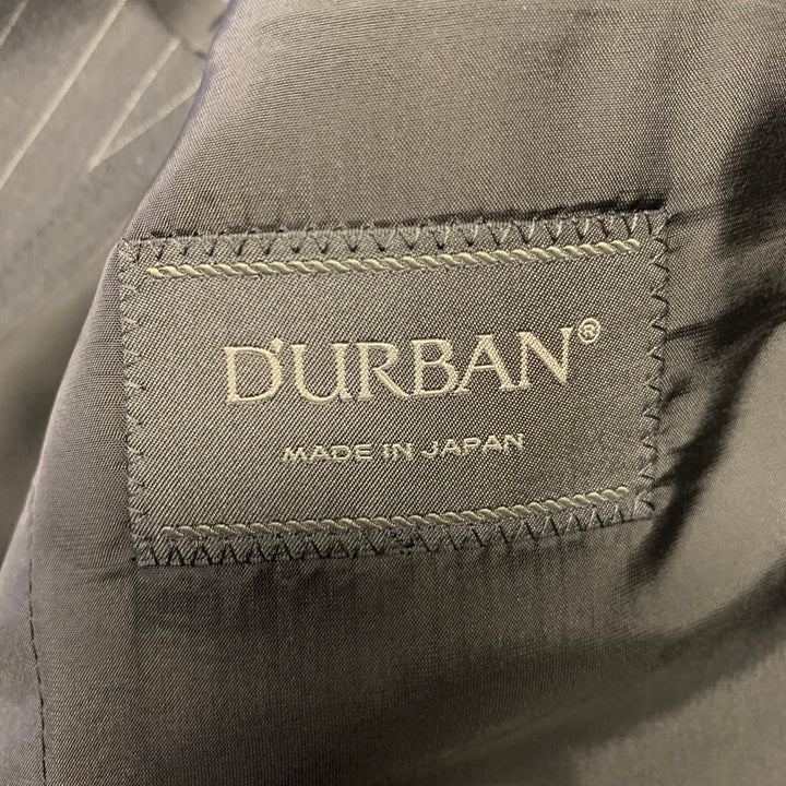 D'URBAN Chest Size 40 Black Silver Pinstripe Wool Notch Lapel Suit