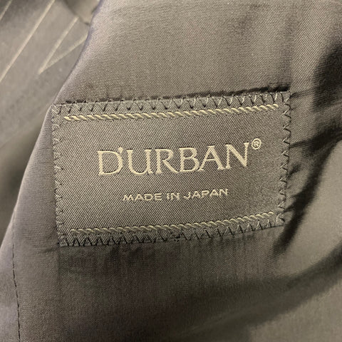 D'URBAN Chest Size 40 Black Silver Pinstripe Wool Notch Lapel Suit