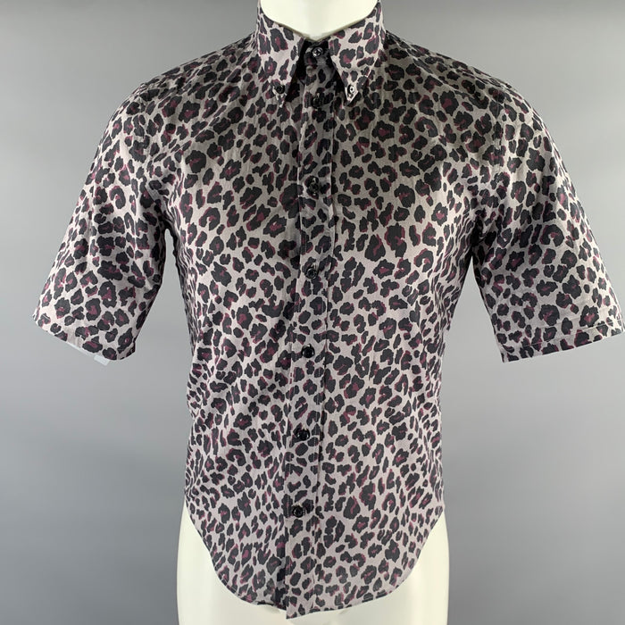 MARC JACOBS Size XS Purple Lavender Leopard Print Cotton Short Sleeve Shirt