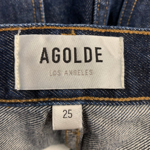 Jean droit en coton indigo AGOLDE Taille 25 avec braguette boutonnée, coupe ajustée, style années 90