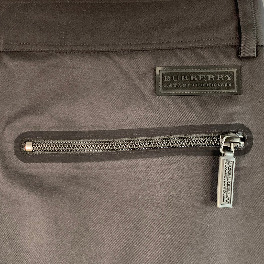 BURBERRY Size M Black Polyester Straight Zip Pockets Casual Pants