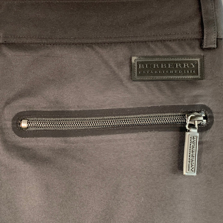 BURBERRY Size M Black Polyester Straight Zip Pockets Casual Pants