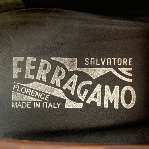 SALVATORE FERRAGAMO Size 10 Brown Leather Perforated Loafers