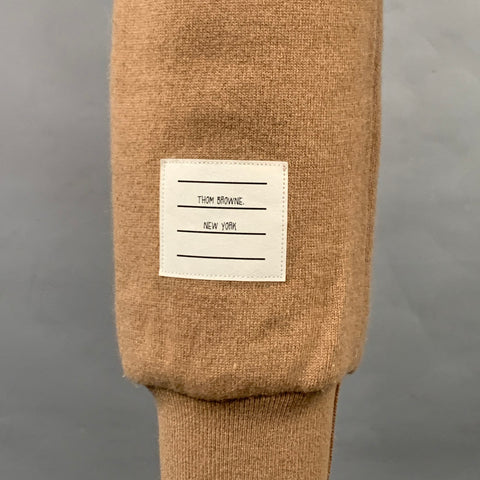 THOM BROWNE Taille 0 Pantalon décontracté rayé en mélange de coton marron crème