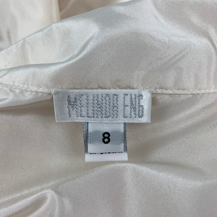 MELINDA ENG Size 8 Cream Silk Wrap Dress Top
