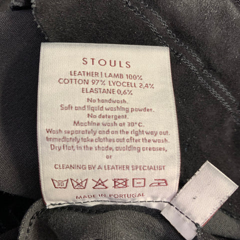 STOULS Size XL Black Lambskin Elastic Waistband Dress Pants