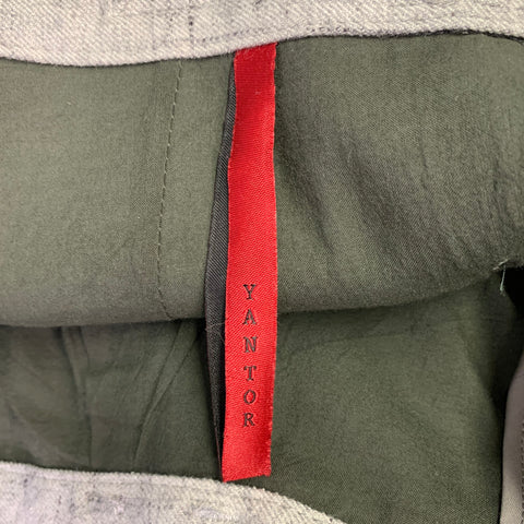YANTOR Size M Grey Black Heather Wool Silk Pleated Casual Pants