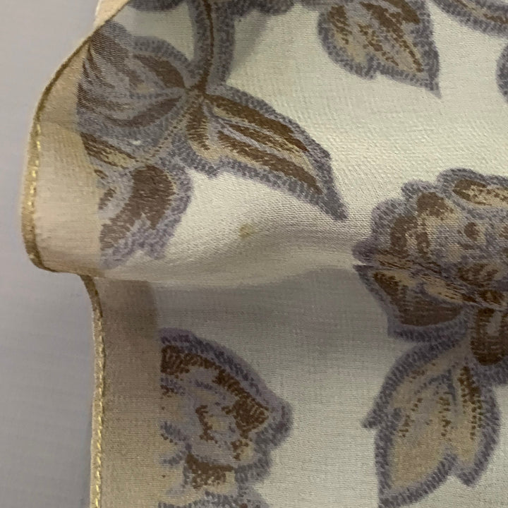 GIORGIO ARMANI Grey Blue Floral Silk Scarf Shawl