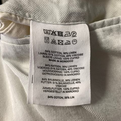 DRIES VAN NOTEN Size M Ivory Twill Linen Cotton Belted Double Breasted Blazer