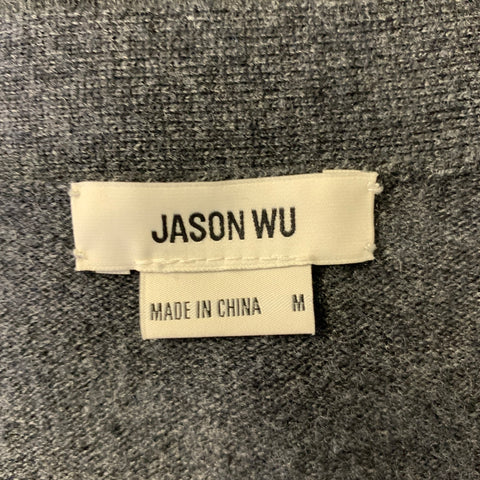 JASON WU Size M Grey Black Wool Tassel Cardigan