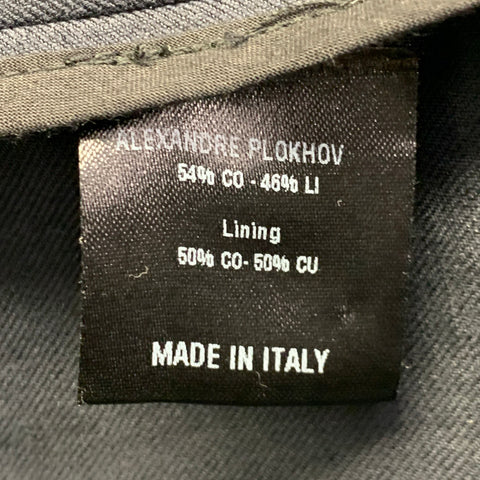 ALEXANDRE PLOKHOV Size 40 Black Cotton Linen Collarless Single Button Jacket