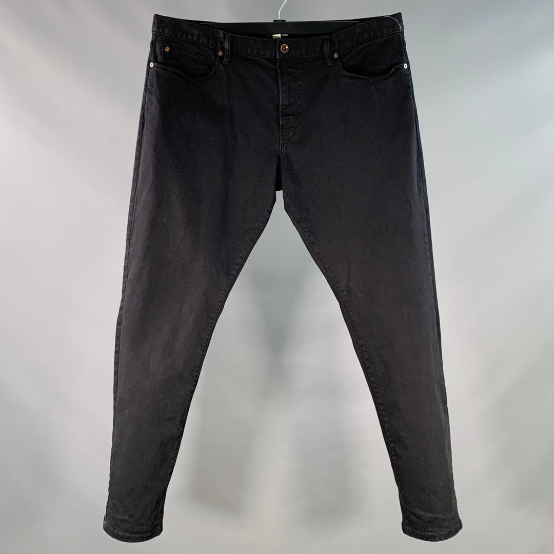TODD SNYDER Size 38 Black Cotton Blend Tapered Zip Fly Jeans
