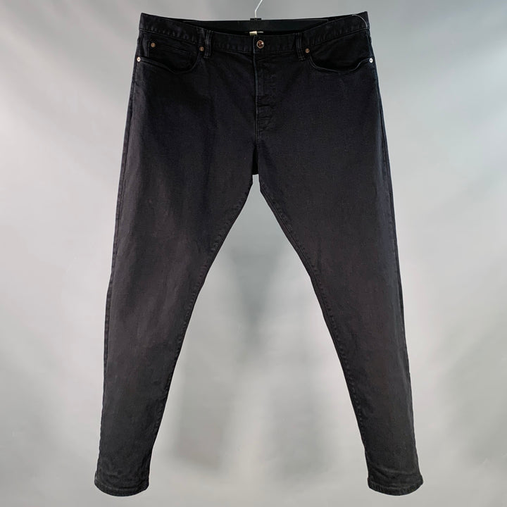 TODD SNYDER Size 38 Black Cotton Blend Tapered Zip Fly Jeans