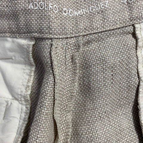 ADOLFO DOMINGUEZ Size 36 Beige Stone Woven Linen Flat Front Dress Pants