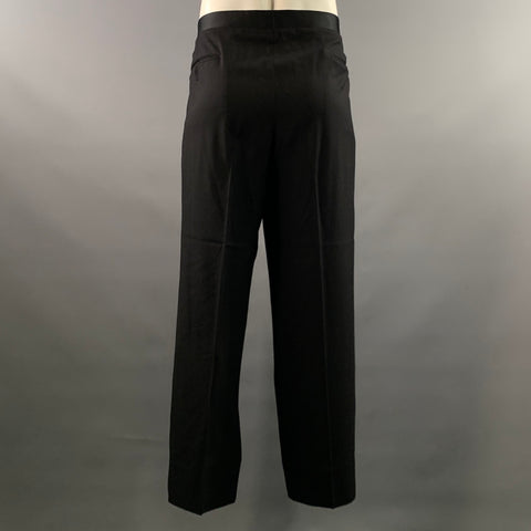 BURBERRYS Chest Size 41 Black Solid Wool 36 29 Suit
