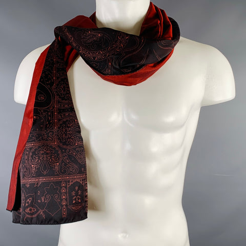 ETRO Black Burgundy Paisley Silk Reversible Scarf