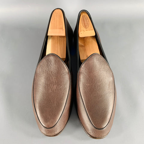 BAUDOIN & LANGE Size 9 Stride Brown Black Leather Slip On Loafers
