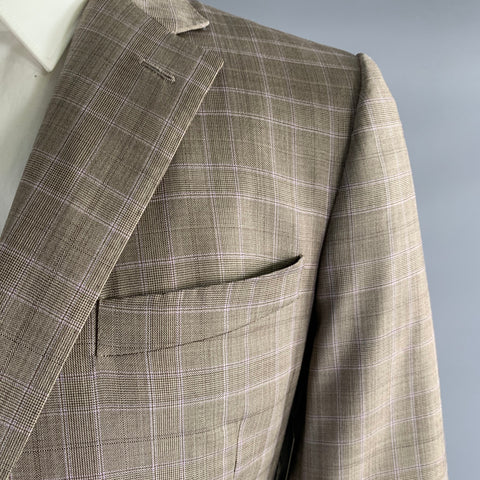 DUNCAN QUINN Chest Size 40 Brown light brown & purple Tartan Wool 32 31 Suit