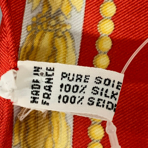 L.R. PARIS 2002 Red Multi-Color Flags Silk Scarf