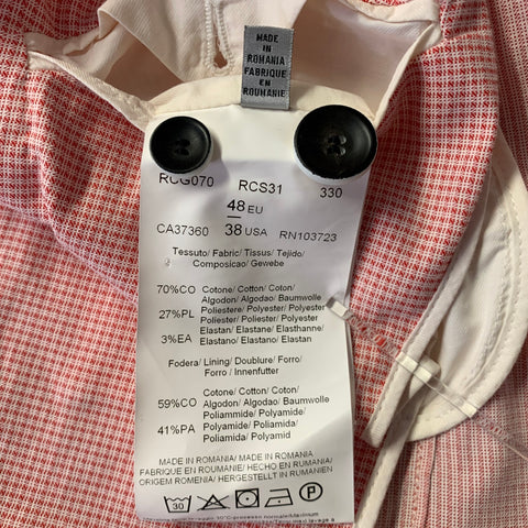 ARMANI COLLEZIONI Size 38 Red White Grid Cotton Blend Sport Coat