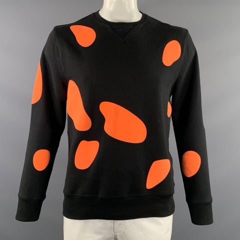 TIM COPPENS Size XL Black Orange Graphic Cotton Crew Neck Sweatshirt
