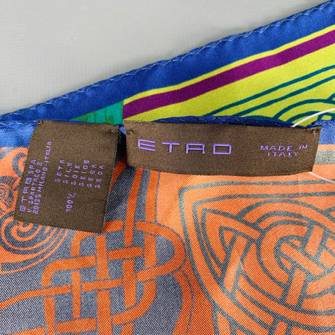 ETRO Multi Color Celtic Knot Silk Pocket Square
