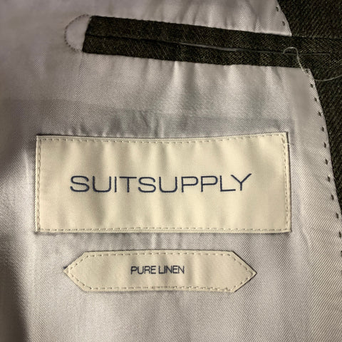 SOLBIATI Size 40 Green Olive Linen Notch Lapel Suit
