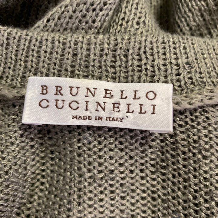 BRUNELLO CUCINELLI Size S Green Sage Linen Blend Knit Sleeveless Casual Top