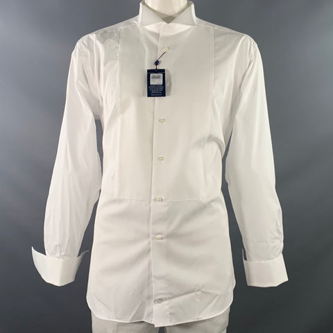 DAVID DONAHUE Size XXL White Textured Cotton French Cuffs Tuxedo Long Sleeve Shirt