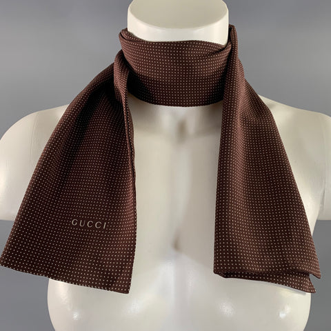 GUCCI Brown Cream Polka Scarf