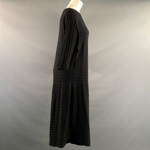 ISSEY MIYAKE Size M Black Cotton  Polyester Ribbed Maxi Long Dress