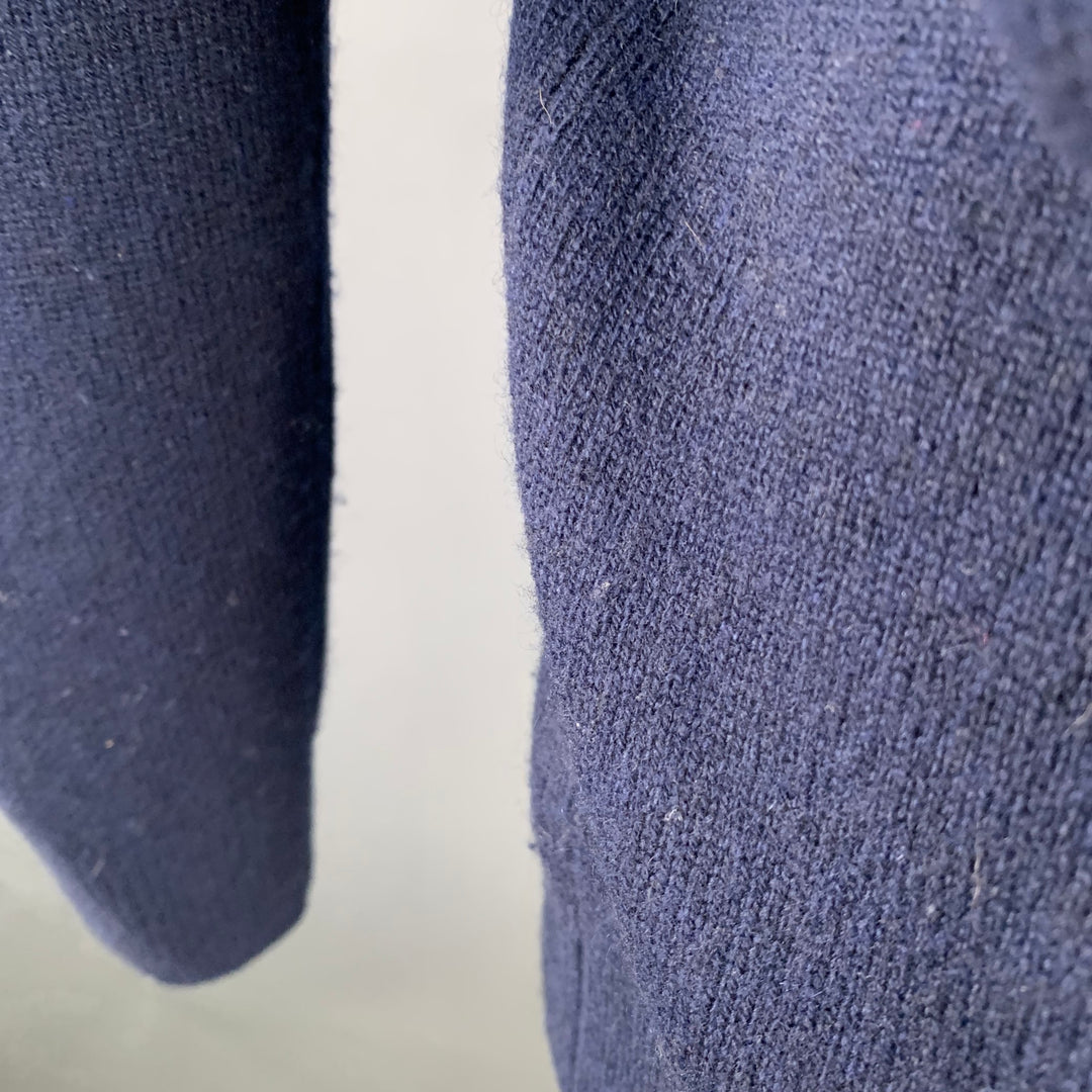 ASPESI Size M Navy Wool Yak Cashmere Hooded Pullover