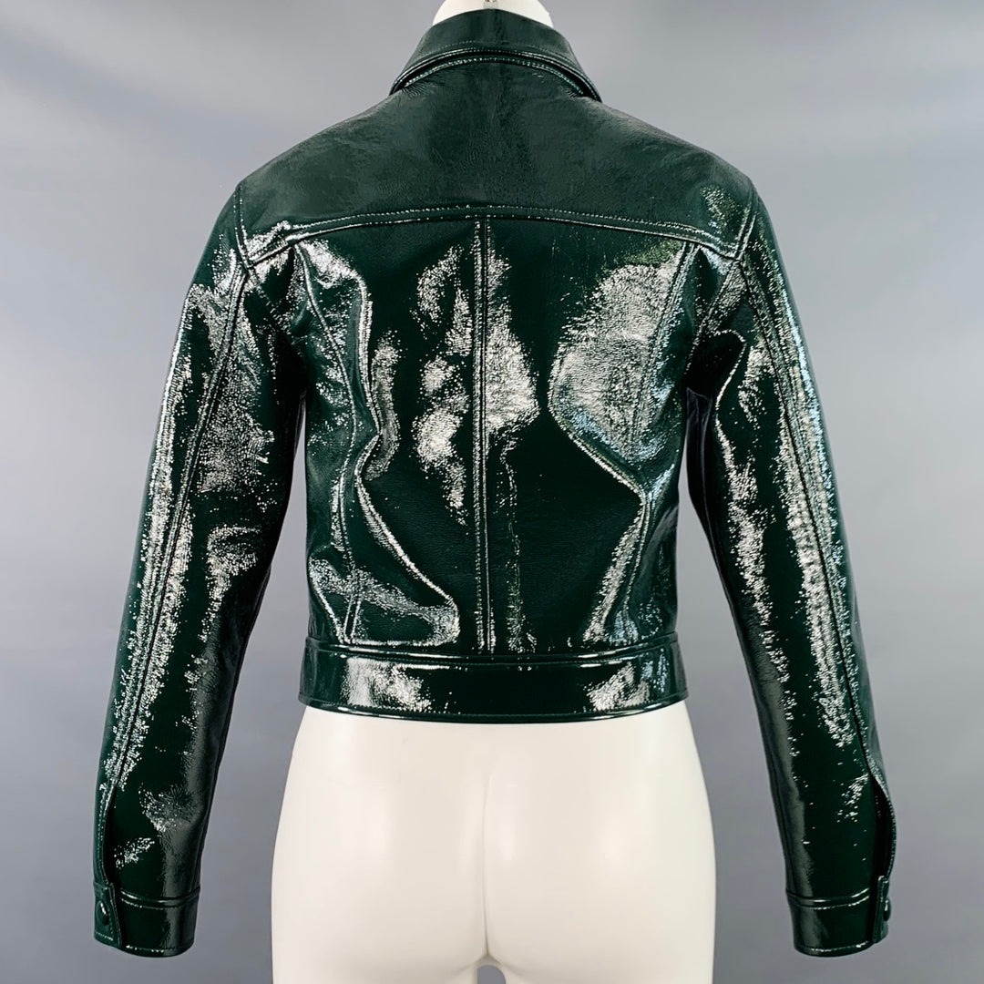 PROENZA SCHOULER Size 2 Green Polyurethane Cropped Vinyl Jacket