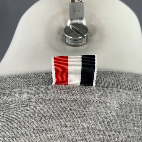 THOM BROWNE Taille S T-shirt gris en coton à col rond et manches longues